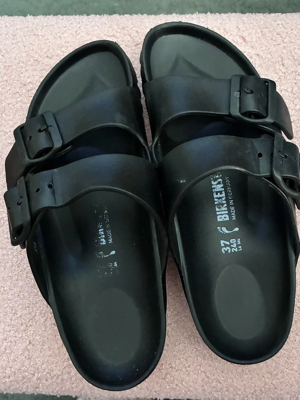 Birkenstock 37 Arizona EVA Black Slip-On Double Strap Sandals